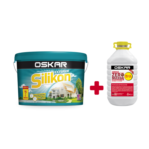 OSKAR Silikon EXT, 15L, alba + 4L AZM ( PROMO),vopsea lavabila cu latex siliconat